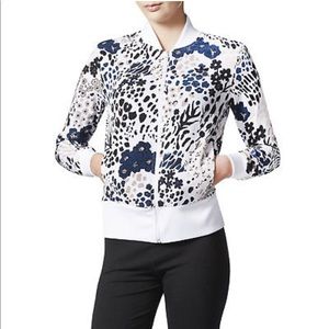NWOT Adidas White and Pink Floral/Leopard Jacket